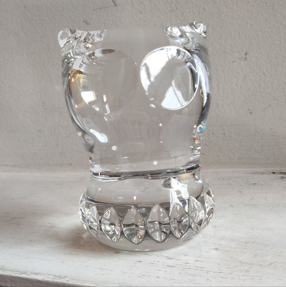 Vintage Spode artisan signed clear crystal glass 🦉 owl